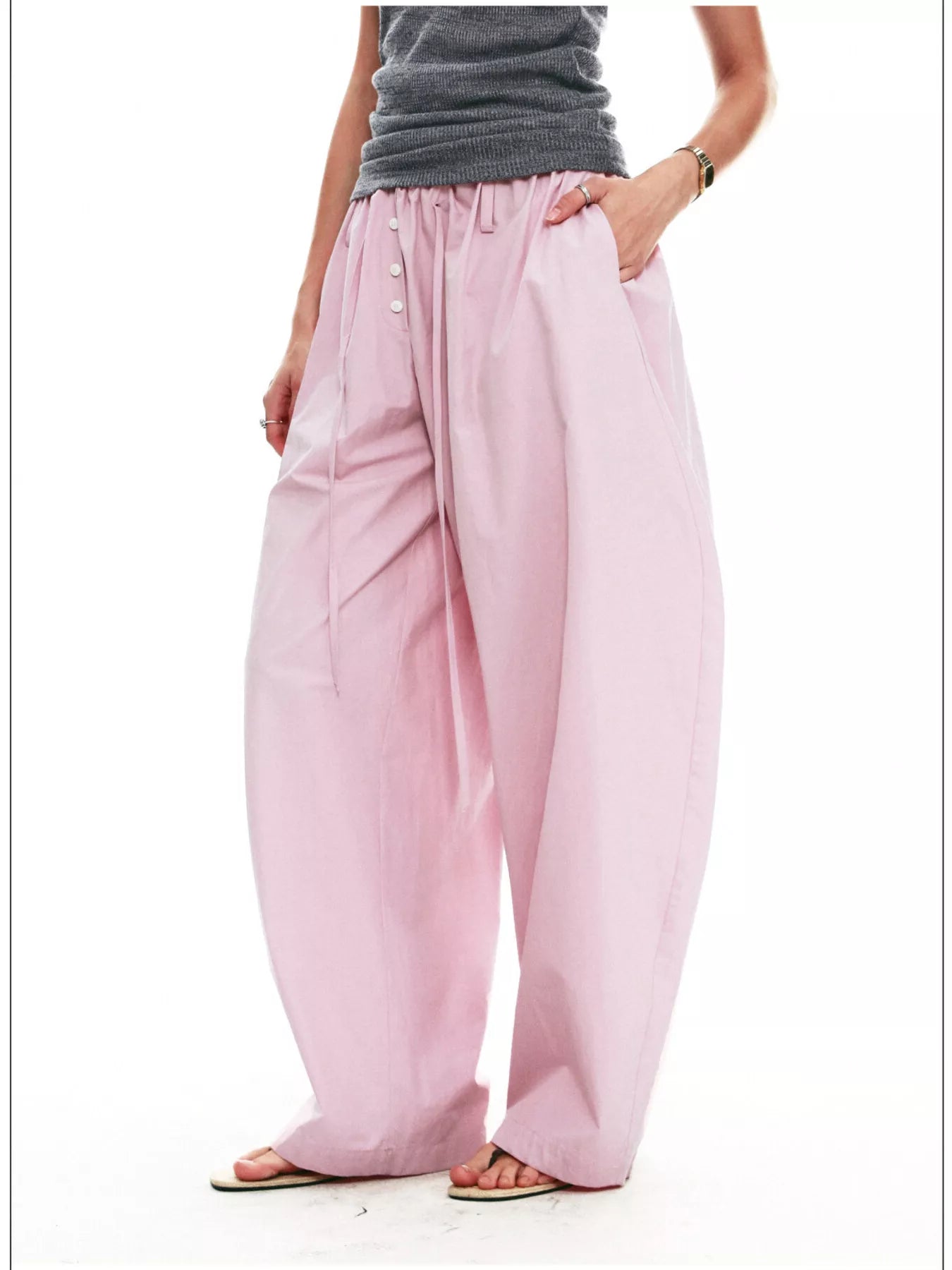 Drawstring wide-leg pants