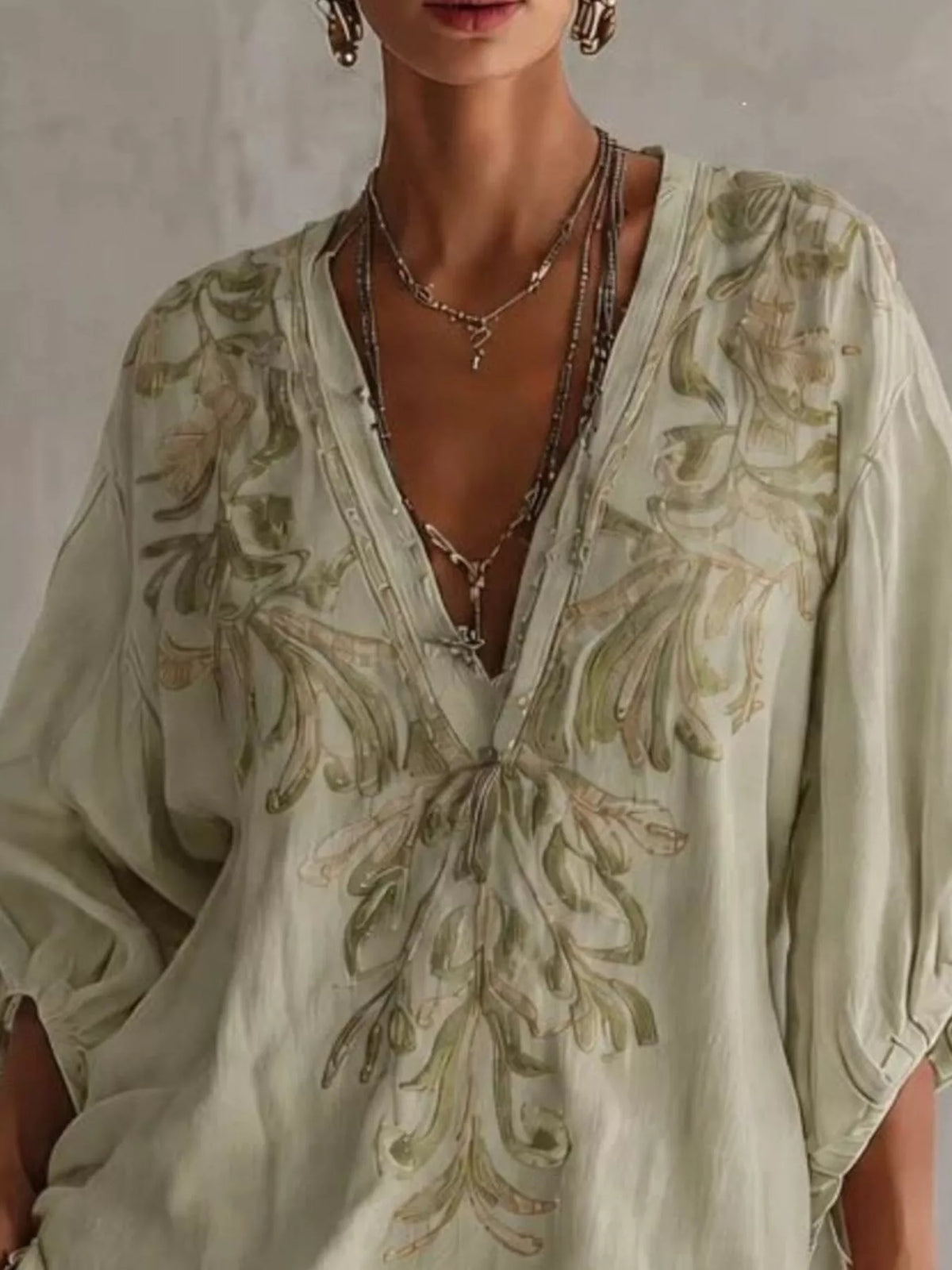 Embroidered v-neck mini dress