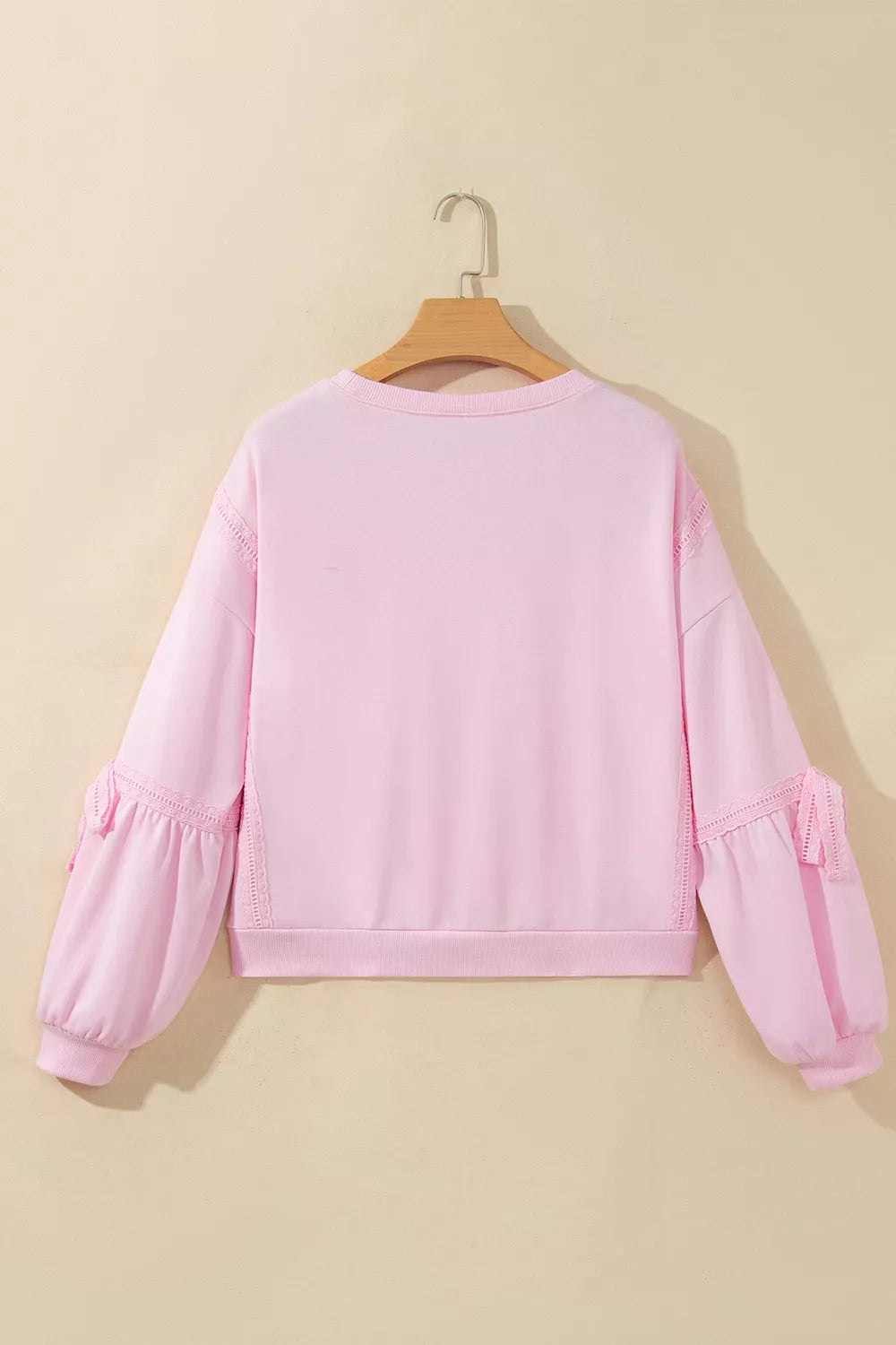 Lace-detail sweatshirt, pink hanging back
