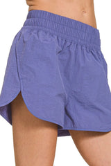 Trendsi Zenana Windbreaker Smocked Waistband Running Shorts -