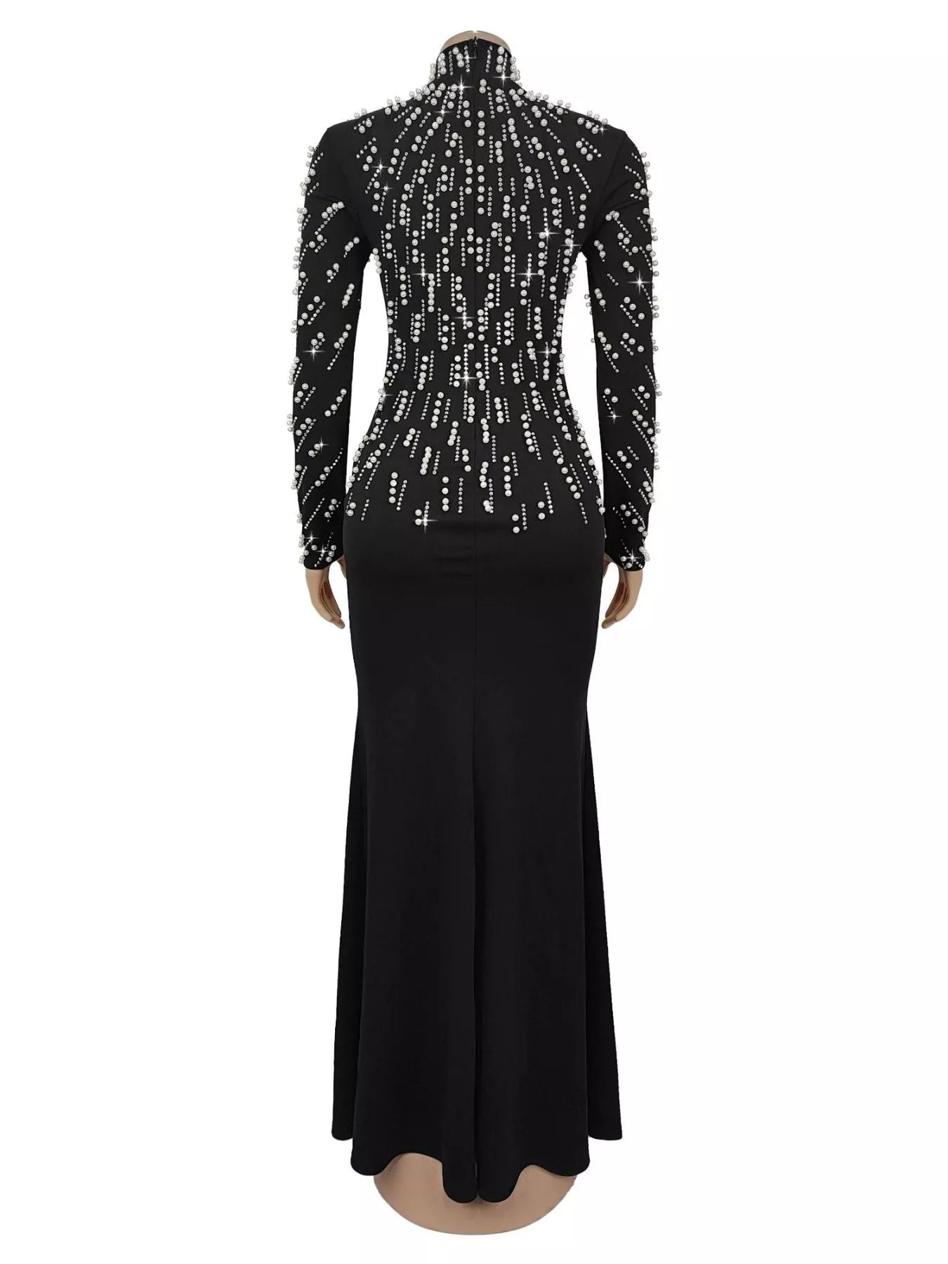 Trendsi Pearl Detail Mock Neck Maxi Dress -