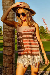 Trendsi BiBi American Flag Print Knit Sleeveless Top -