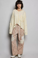 Trendsi POL V-Neck Long Sleeve Top with Stitch Detail -
