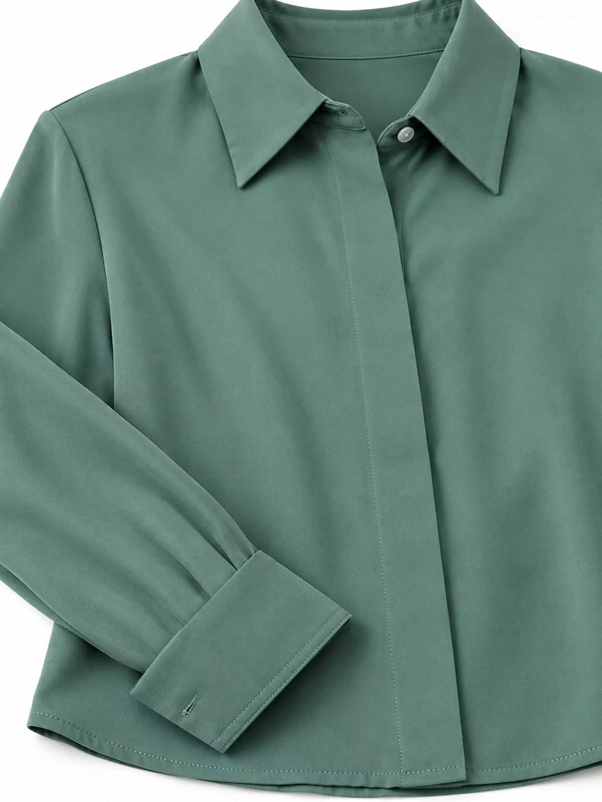 Button-up shirt, sage detail collage