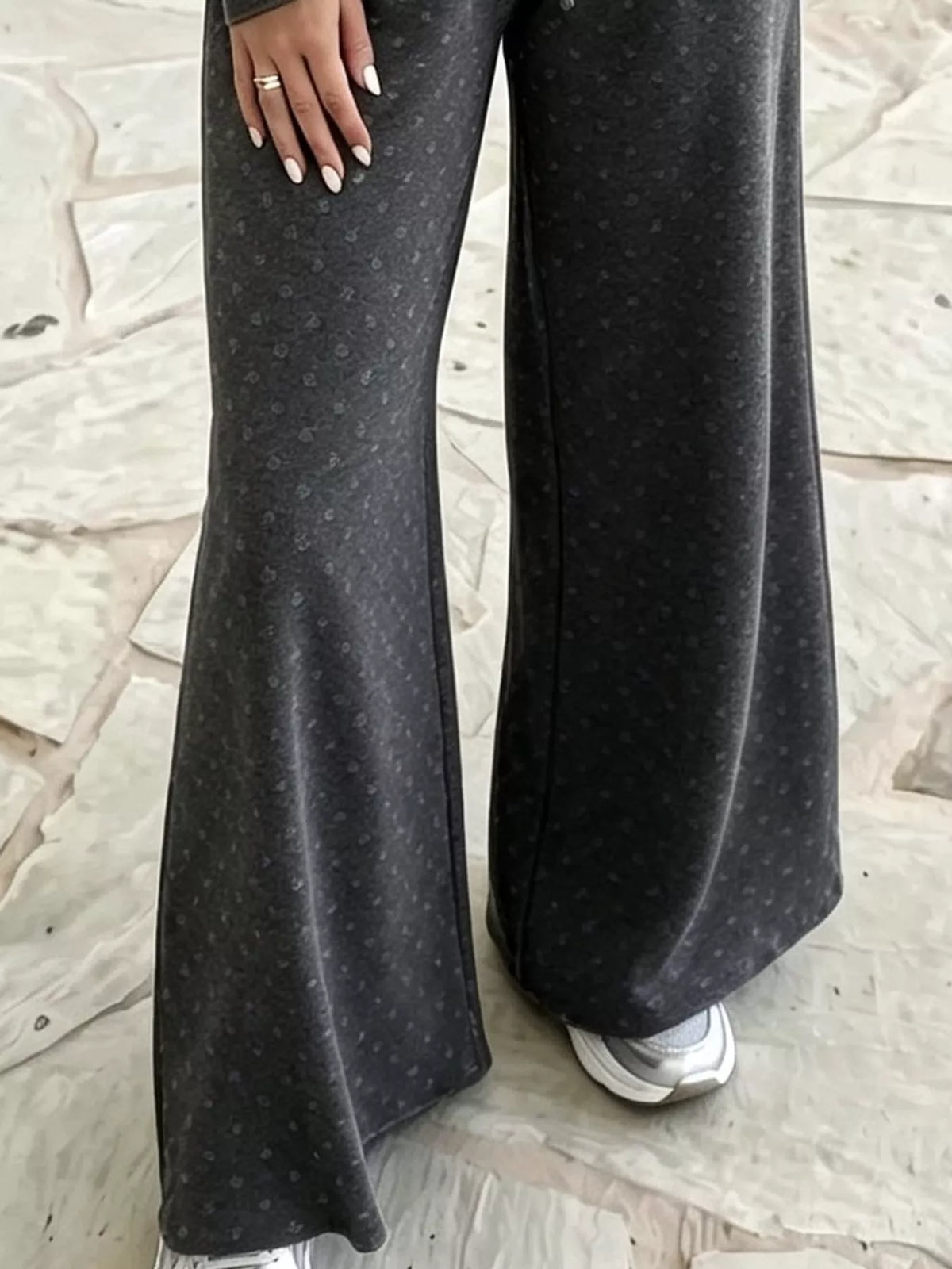 Black swiss dot crop top and wide-leg pants set — design and construction details
