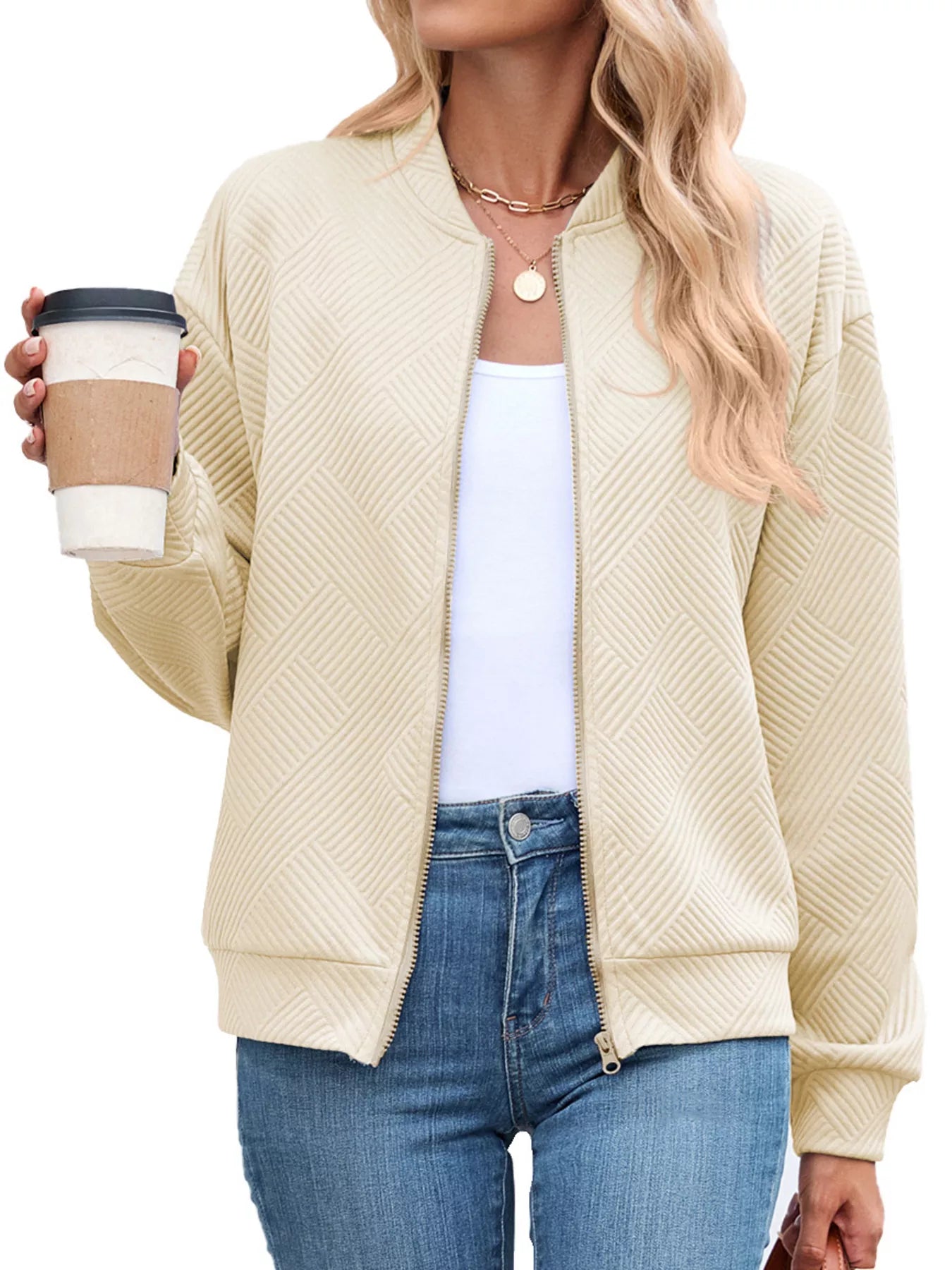Trendsi Textured Zip Up Jacket -
