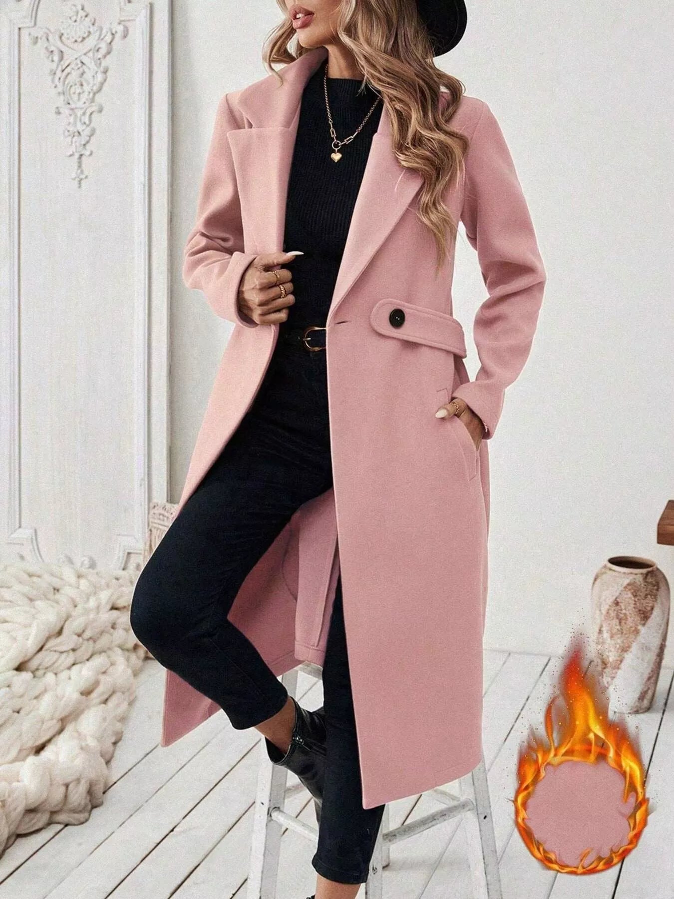 Trendsi Single-Button Longline Coat -