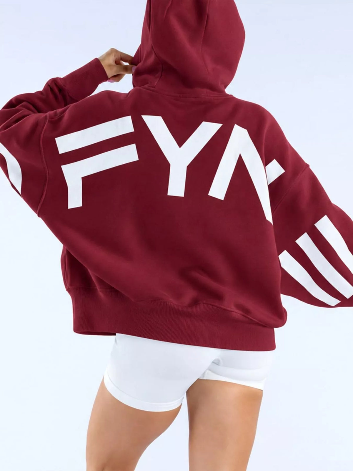 Letter-Back Kangaroo Pocket Hoodie — back view