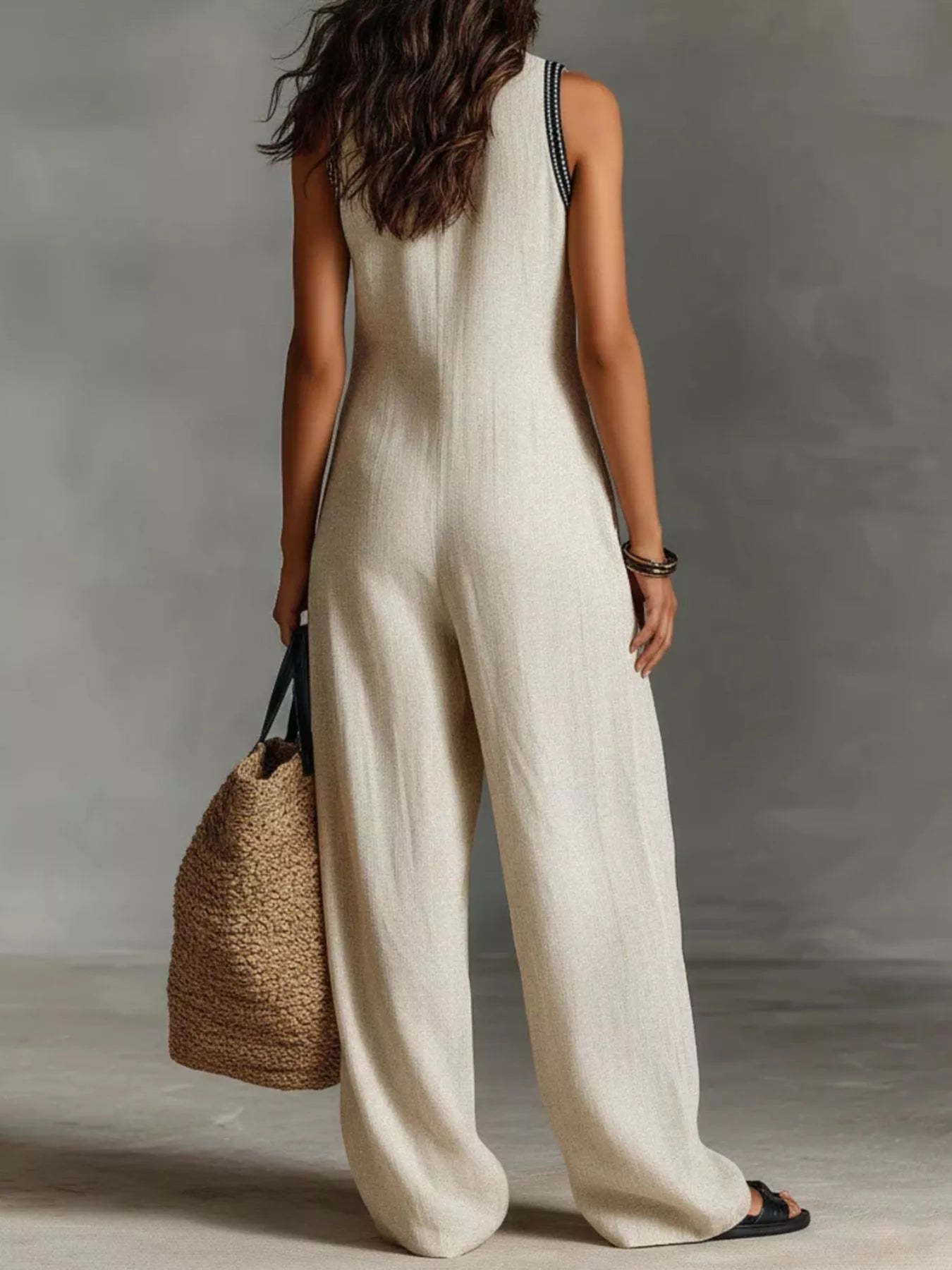 Trendsi Full Size Sleeveless Wide-Leg Jumpsuit Plus SIze -