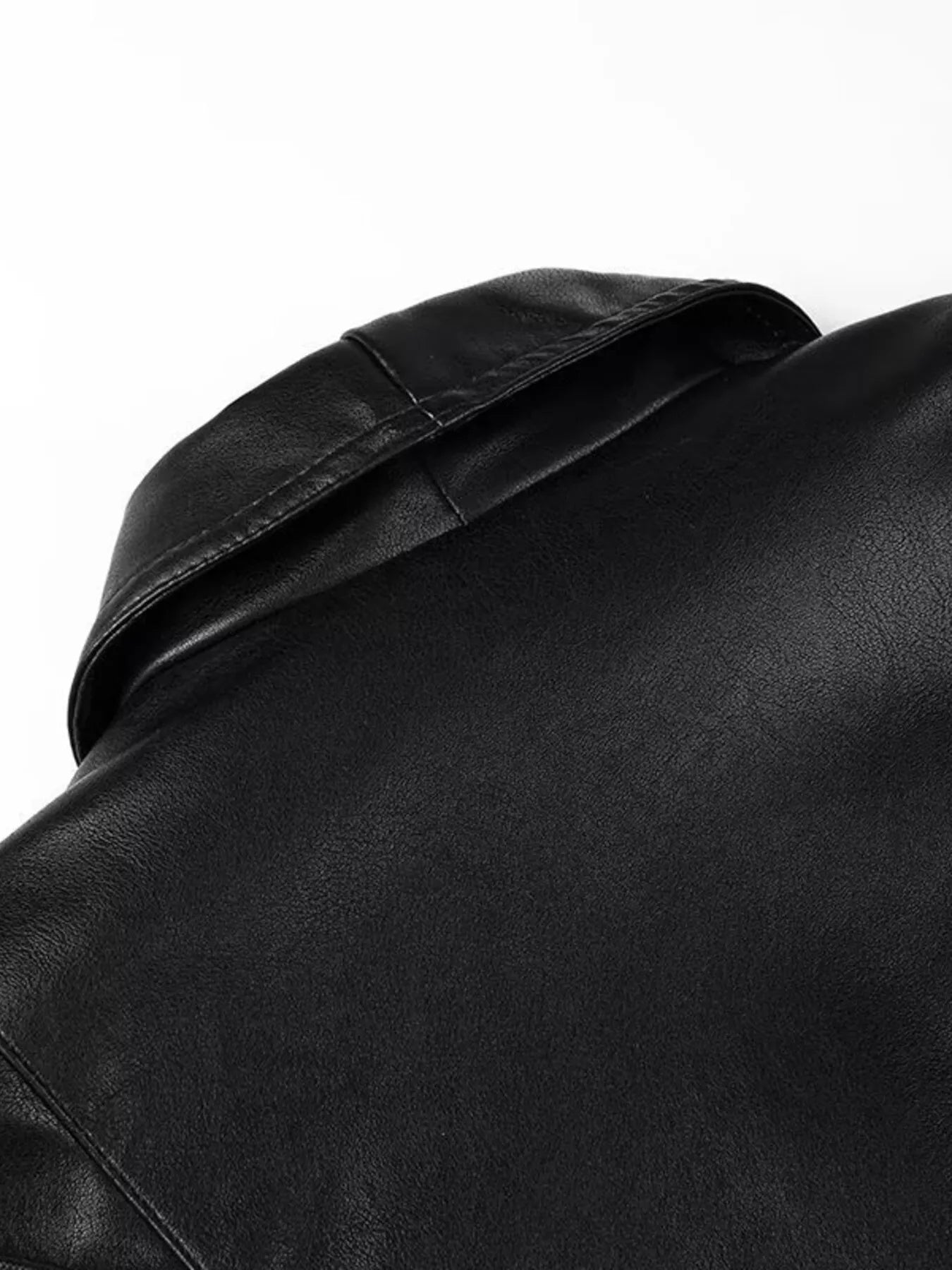 Trendsi Belted Leather Jacket with Shawl Collar -