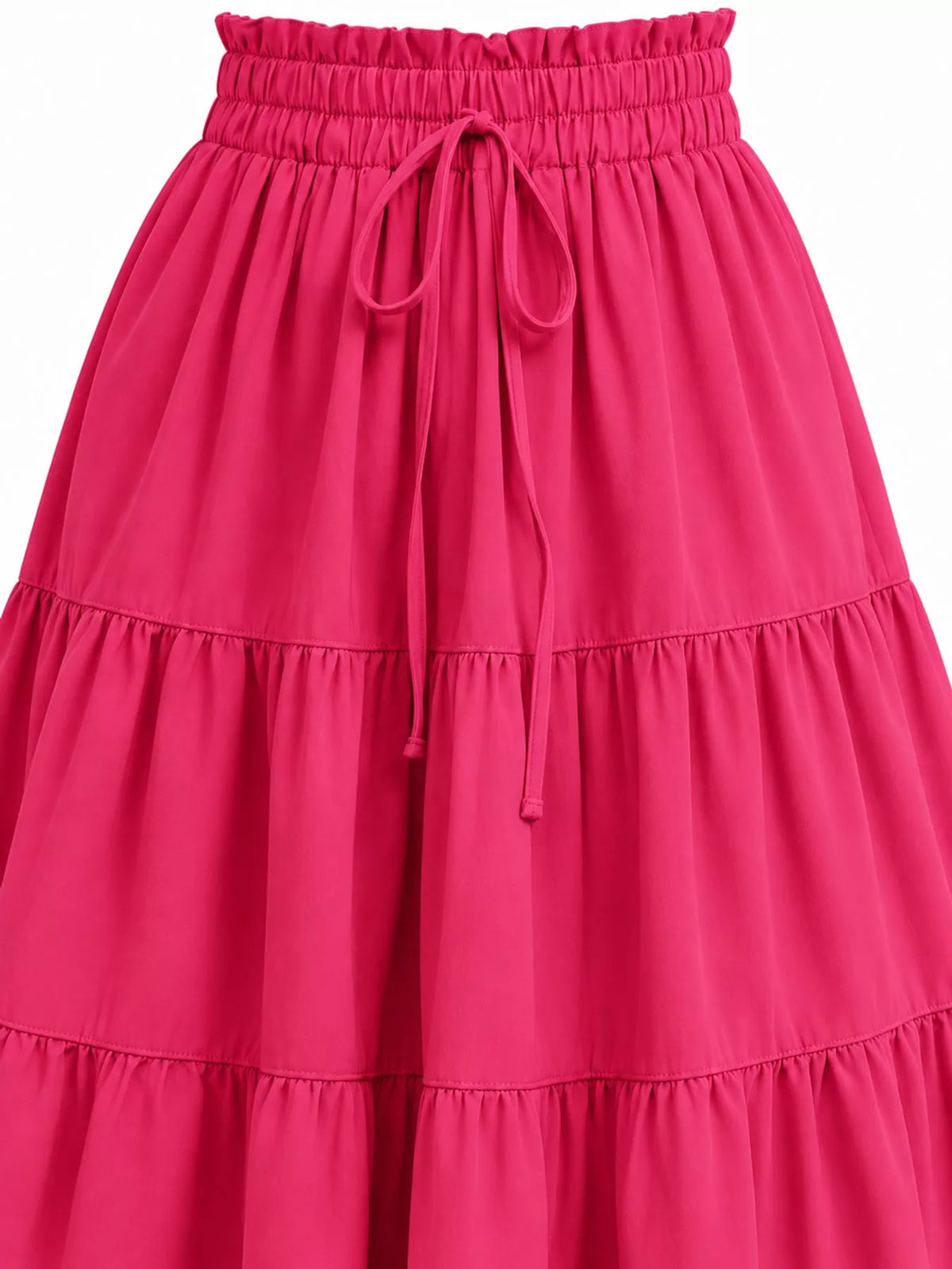 Pink drawstring tiered skirt — design and construction details