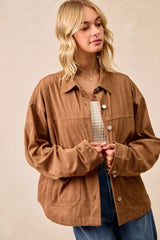 Trendsi BiBi Corduroy Relaxed Fit Shacket with Back Pleat -