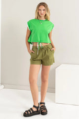 Trendsi HYFVE Drawstring Hem Crop Top -