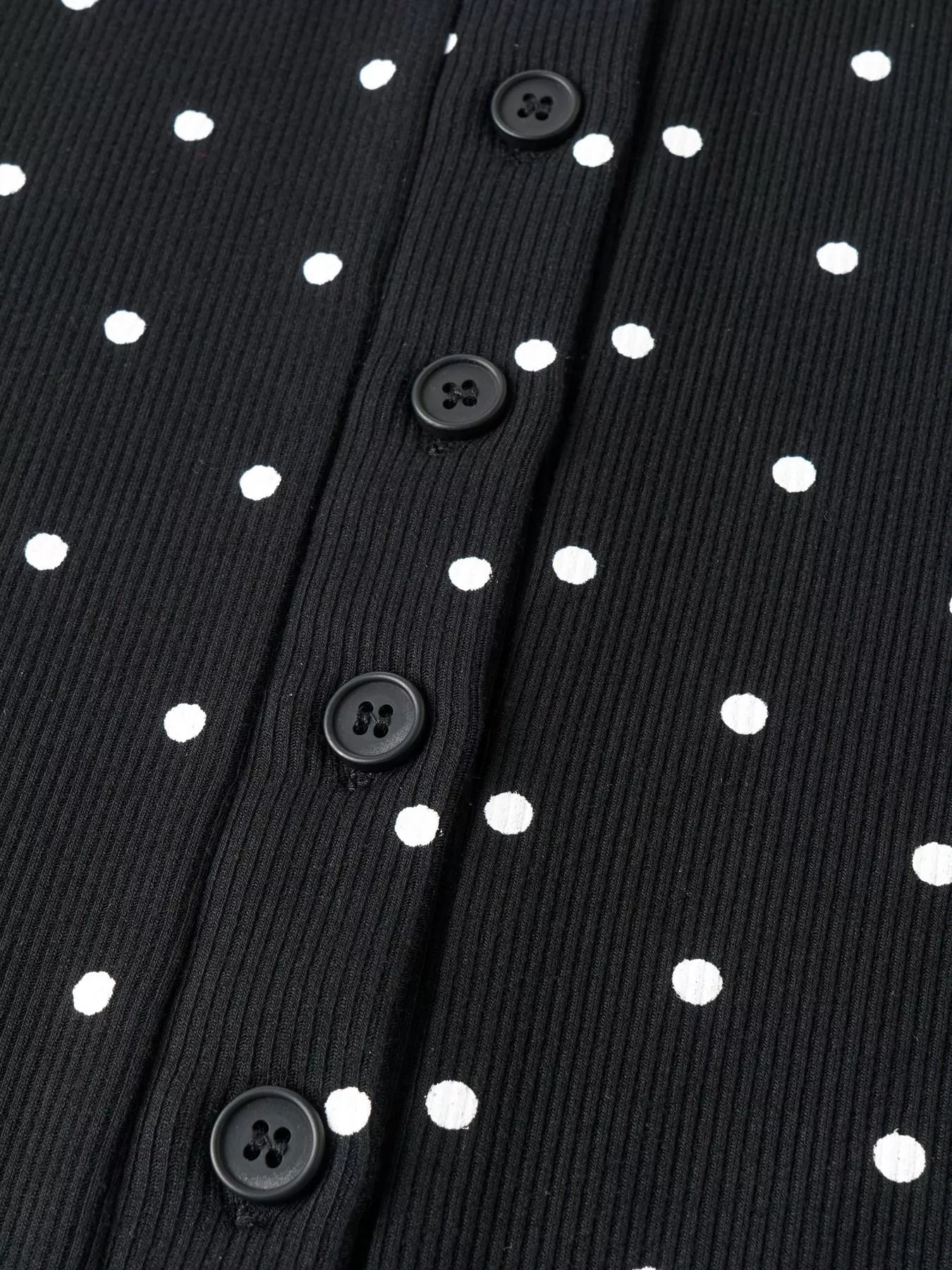 Trendsi Polka Dot Button-Down Knit Cardigan -