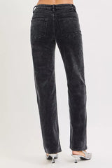 Trendsi RISEN Tummy Control Mid Rise Straight Leg Corduroy Pants -