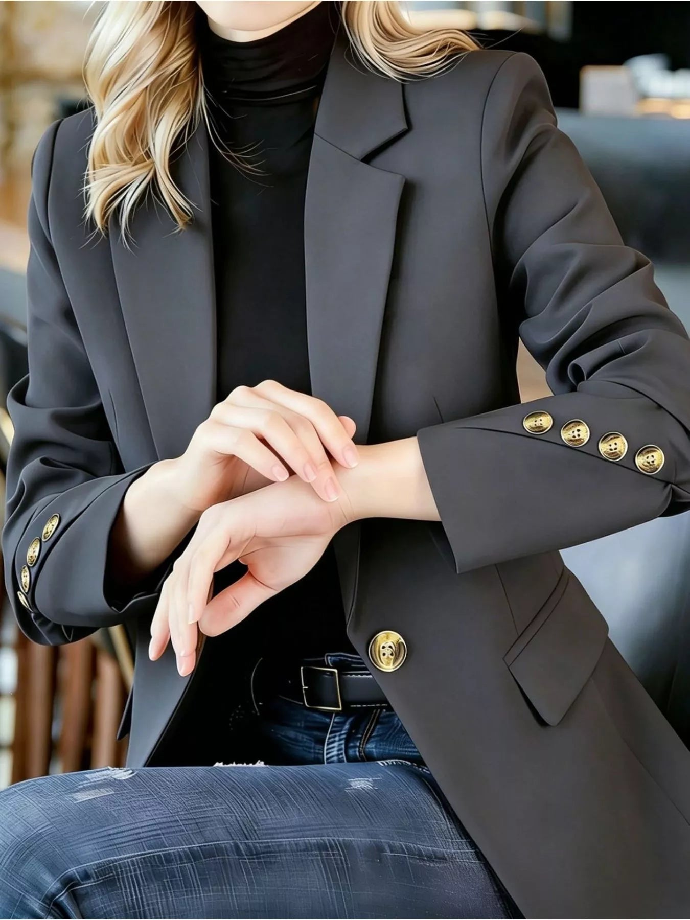 Trendsi Full Size One Button Lapel Collar Blazer Plus Size -