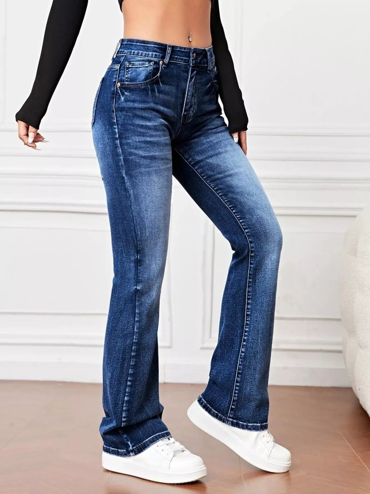 jeans, front view on model