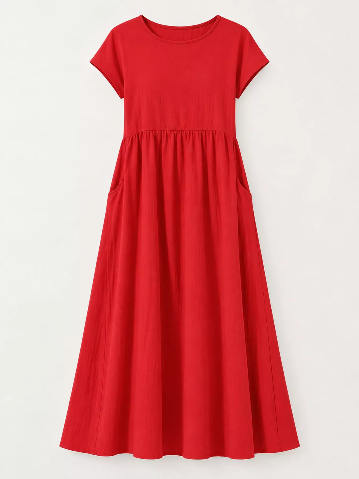 Round neck short sleeve midi dress, product view