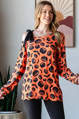 Trendsi Heimish Pumpkin Print One Shoulder T-Shirt - Shirts