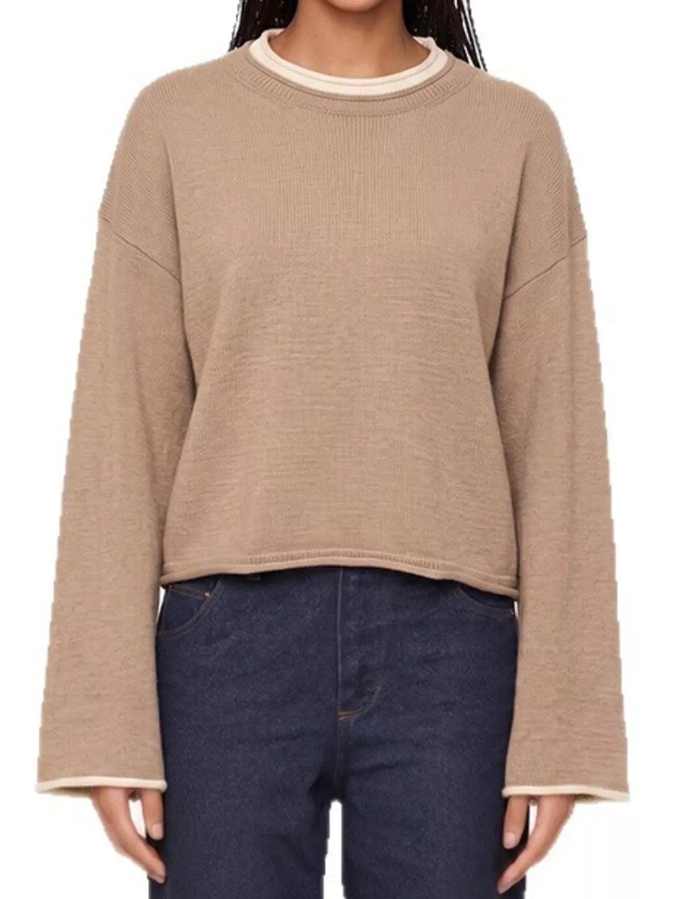 Trendsi Crew Neck Dropped Shoulder Sweater -