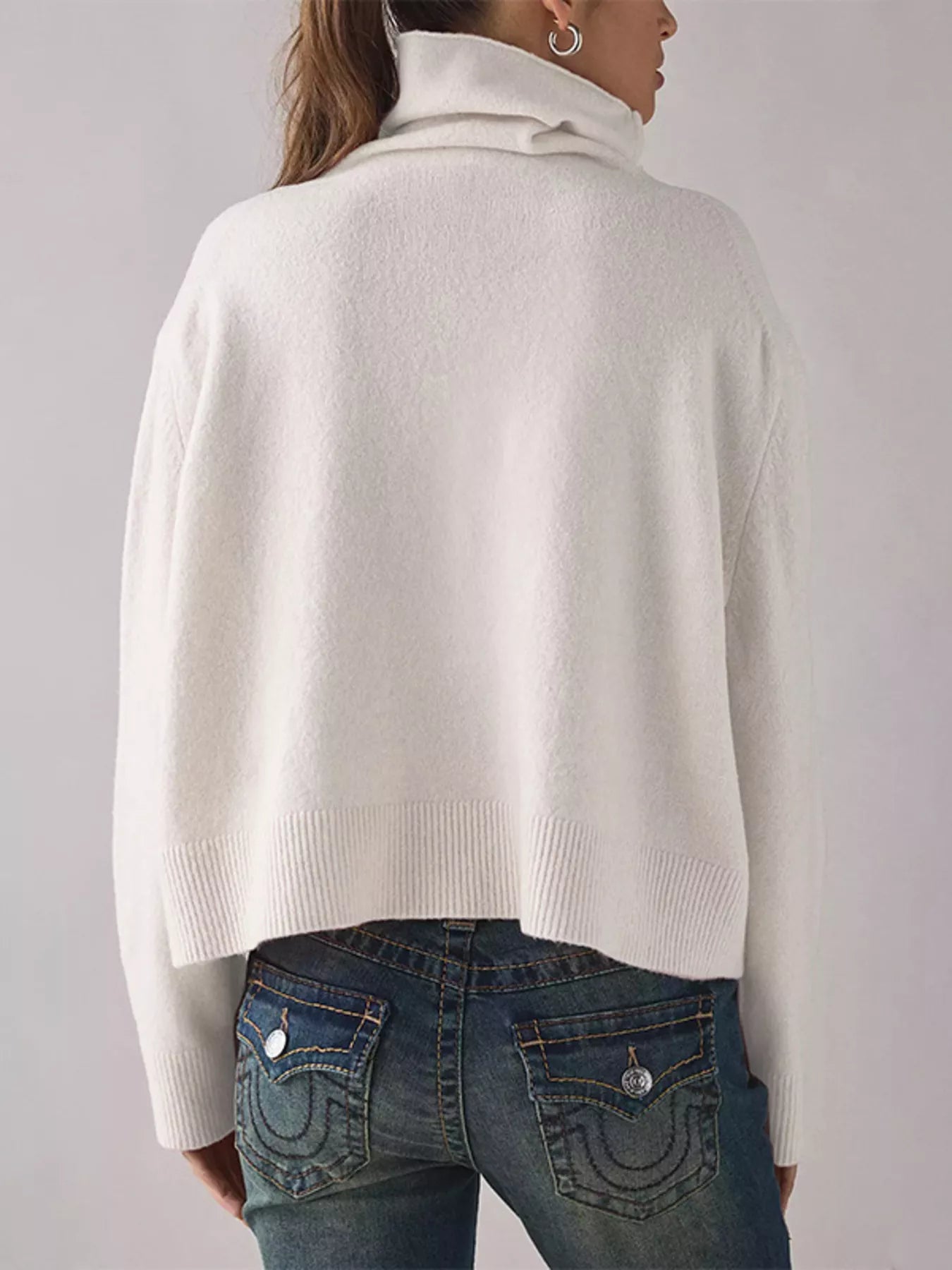 Trendsi Turtleneck Dropped Shoulder Sweater -