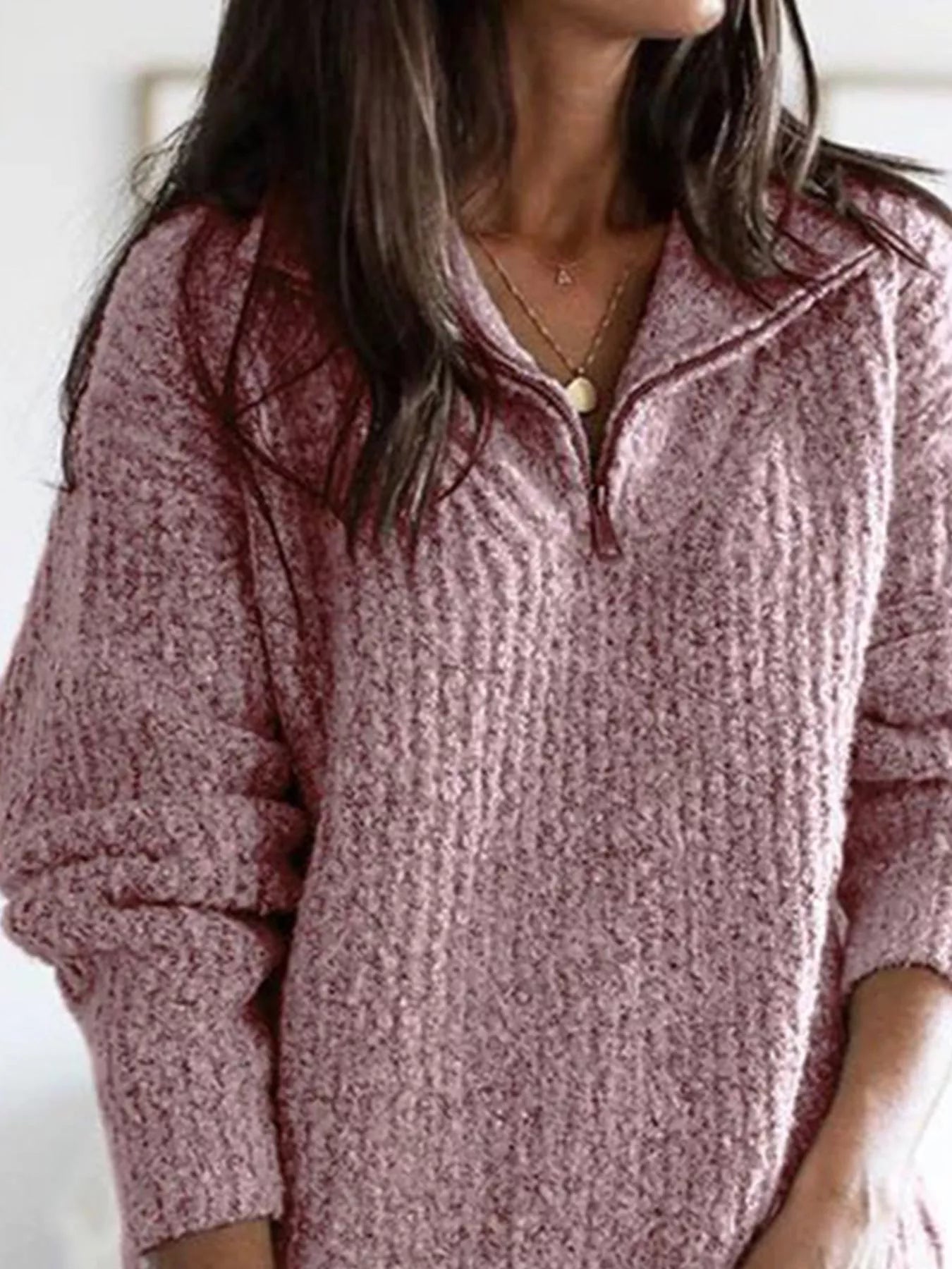 Trendsi Full Size Half-Zip Textured Sweater Plus Size -