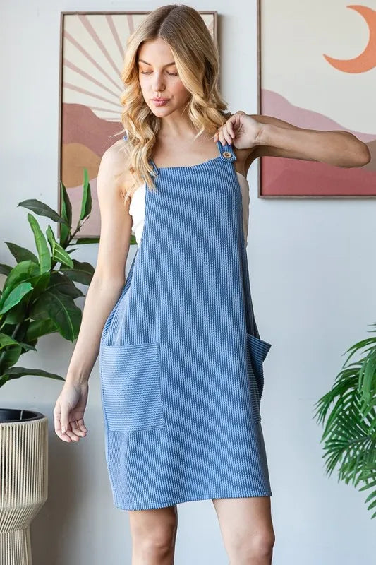 Trendsi Heimish Full Size Ribbed Sleeveless Mini Tank Dress Plus Size - Dresses