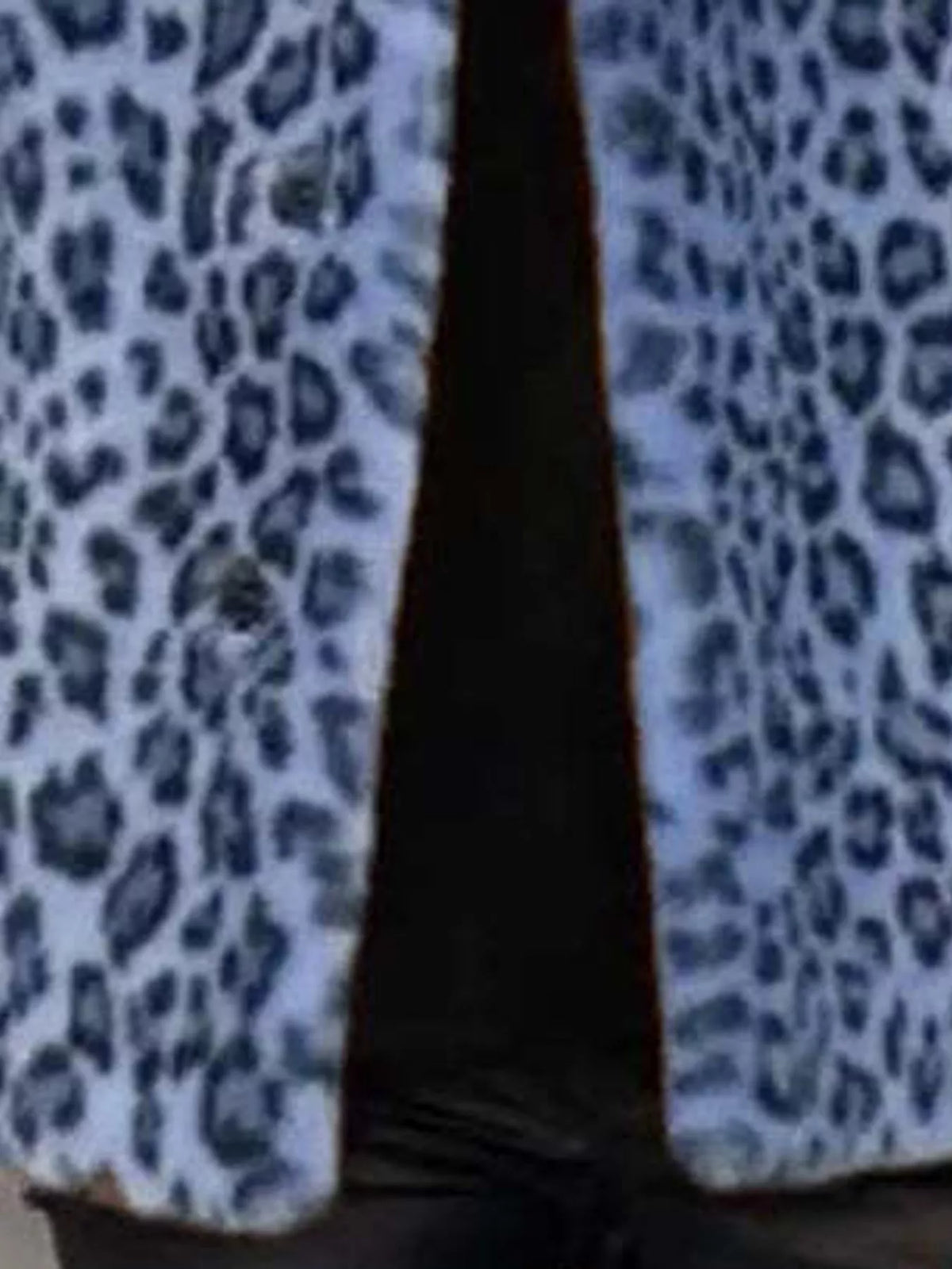 Open Front Leopard Print Faux Fur Jacket — construction details