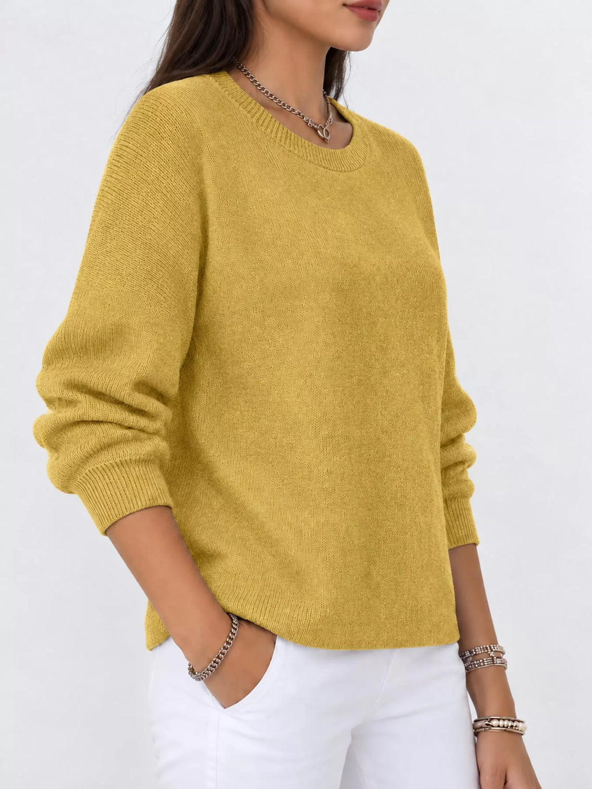 Yellow crew neck sweater