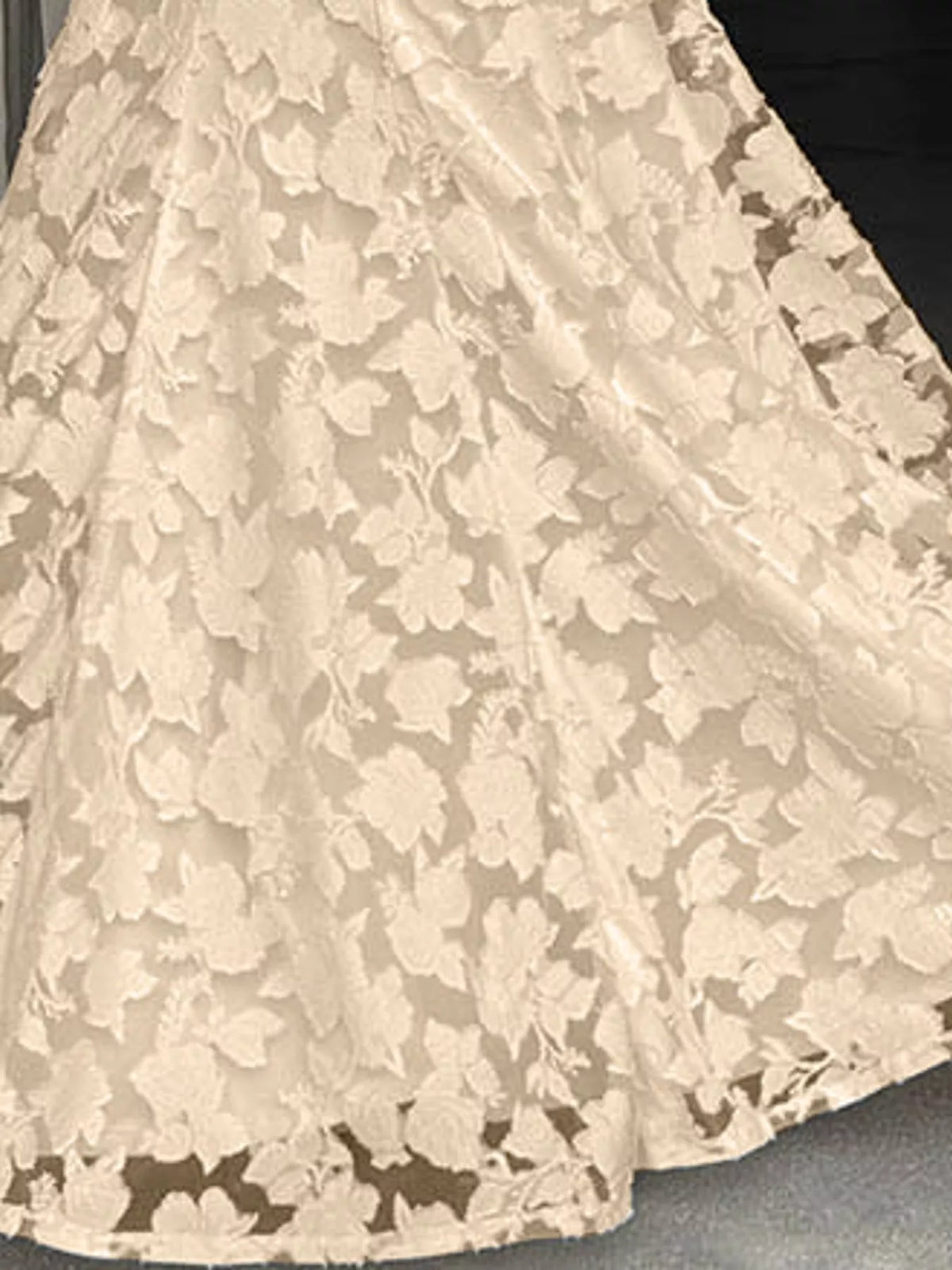 Cream backless lace maxi dress, detail view