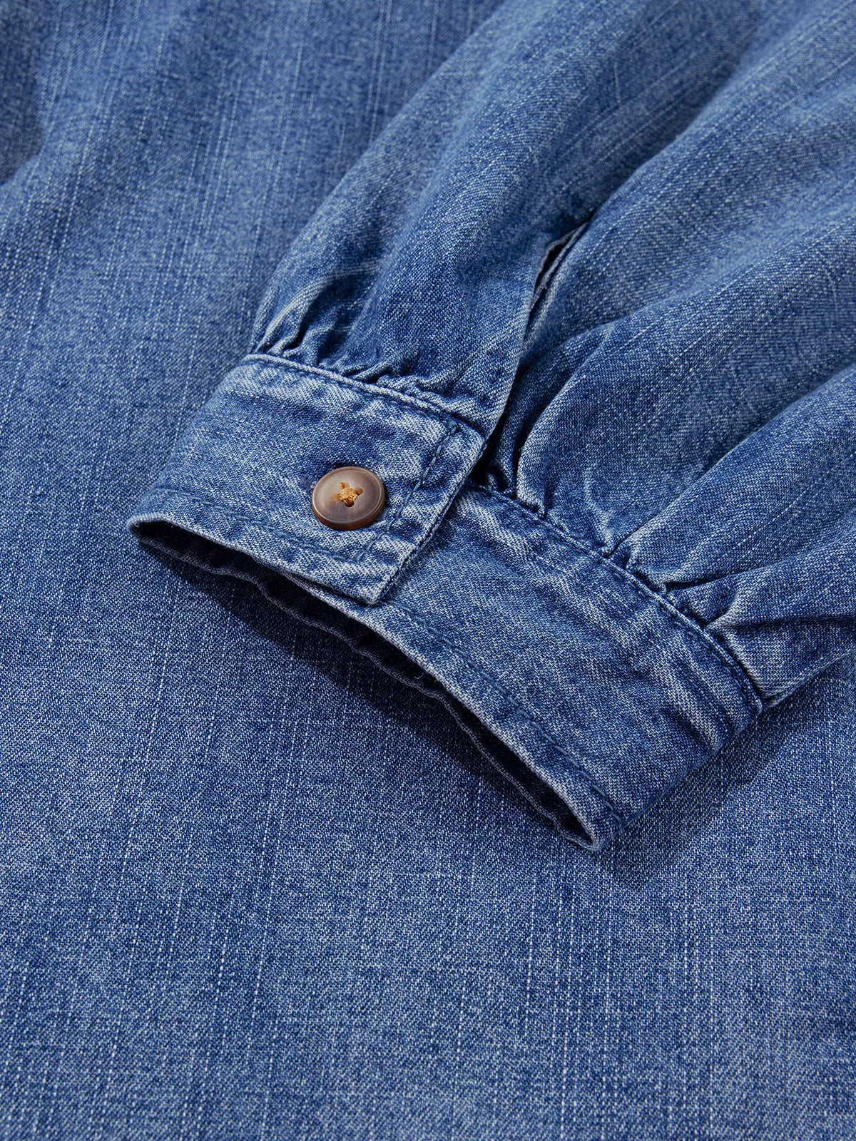 Trendsi Three Quarter Sleeve Button Front Loose Denim Shirt -