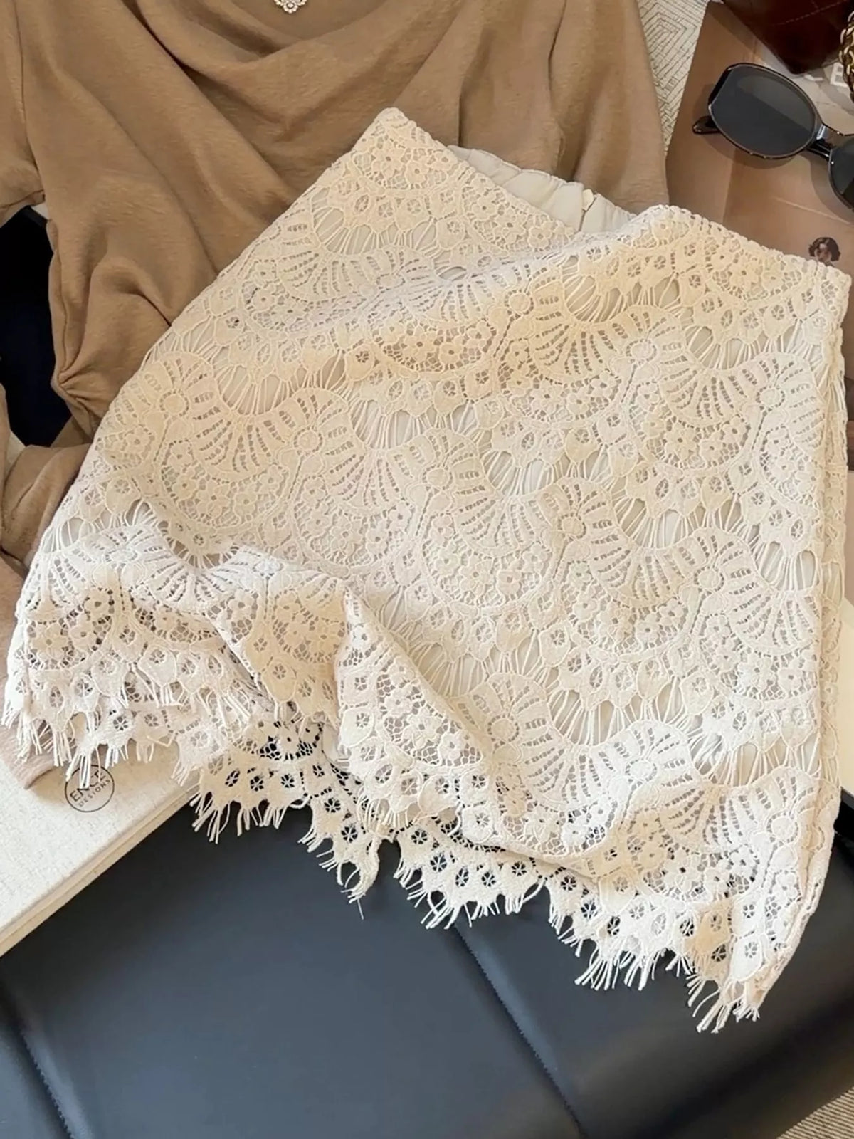 Lace Mini Skirt — construction details