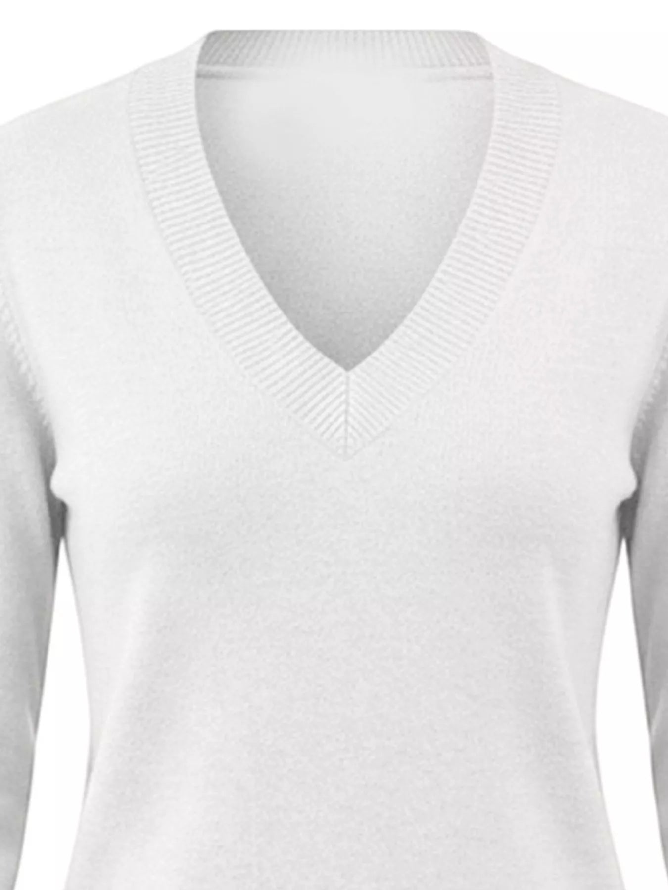 Trendsi V-Neck Long Sleeve Sweater w -