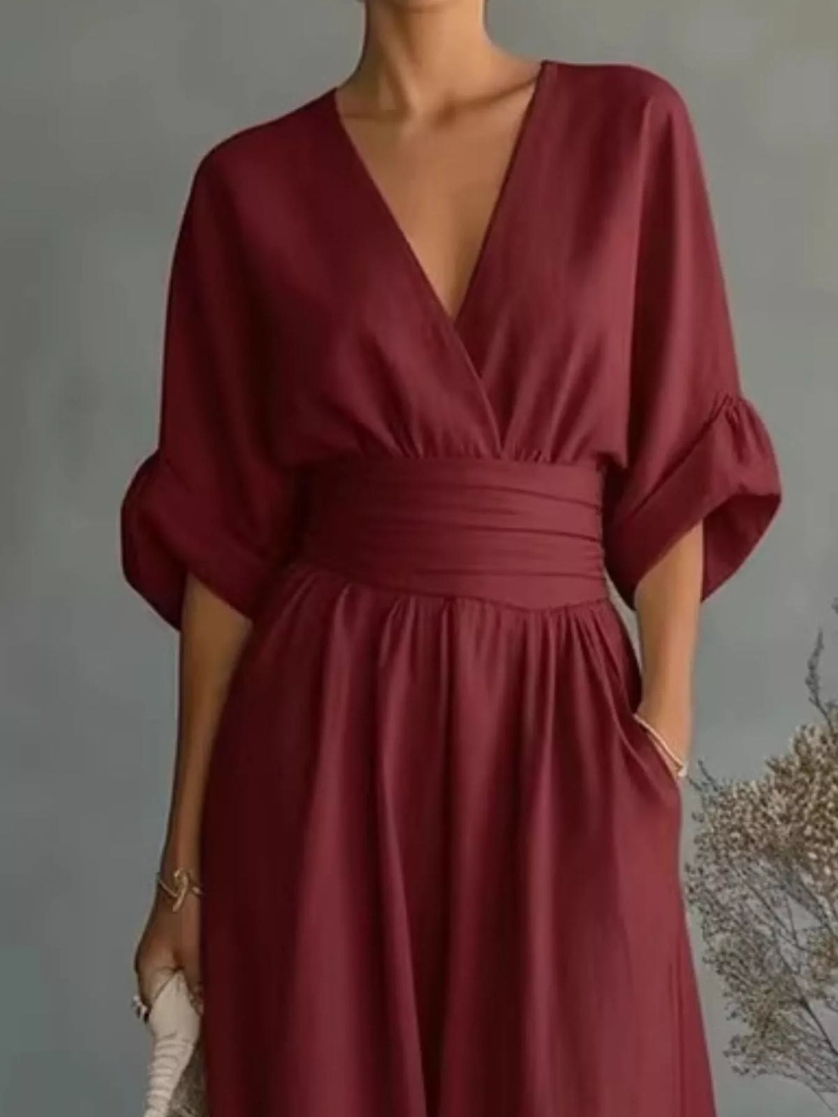 Trendsi Full Size Half Sleeve Wide-Leg Jumpsuit Plus Size -