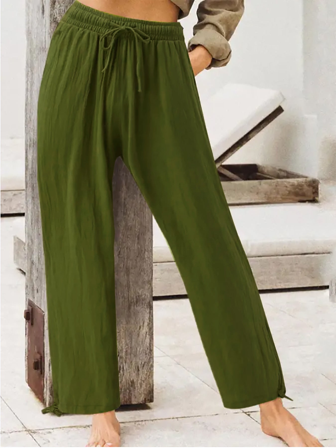 Trendsi Full Size Casual Drawstring Wide-Leg Pants Plus Size -