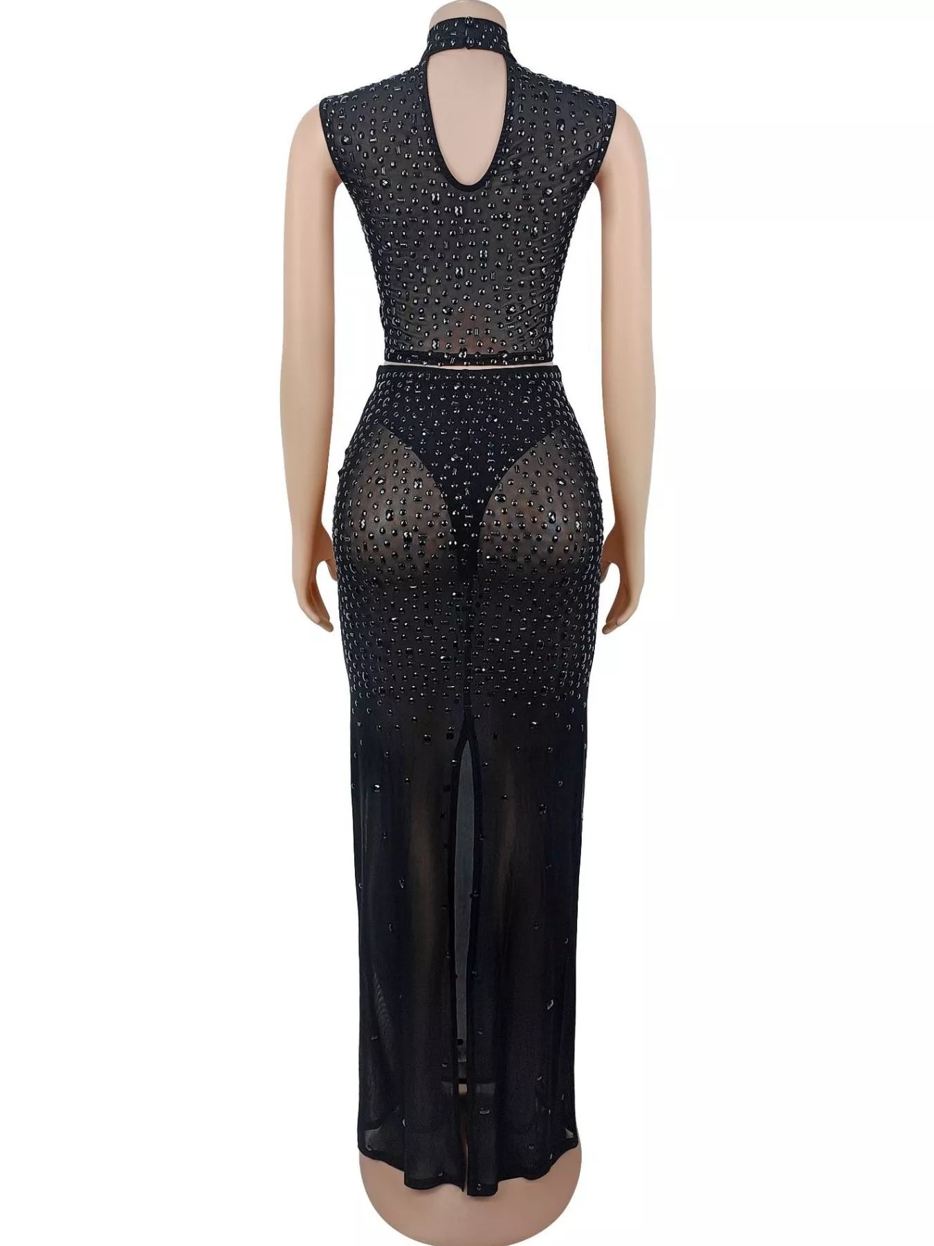Trendsi Rhinestone Sleeveless Top and Skirt Set -