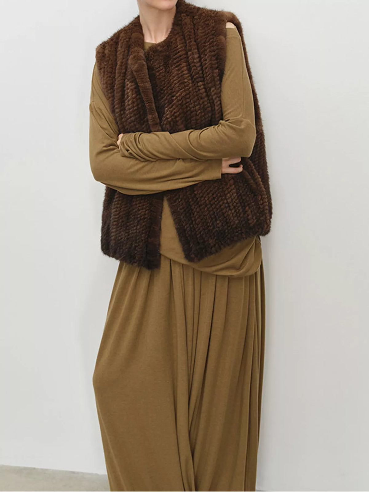 vest, front view on model