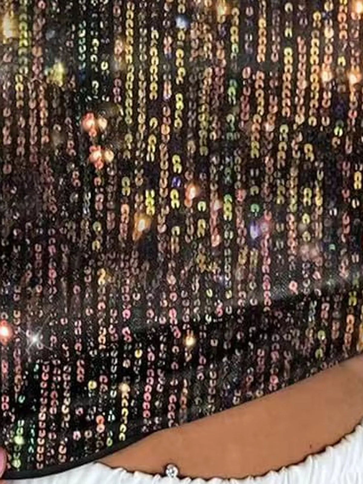 Multicolor sequin round neck tank, detail view