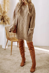 Trendsi Cable-Knit Round Neck Sweater Dress -