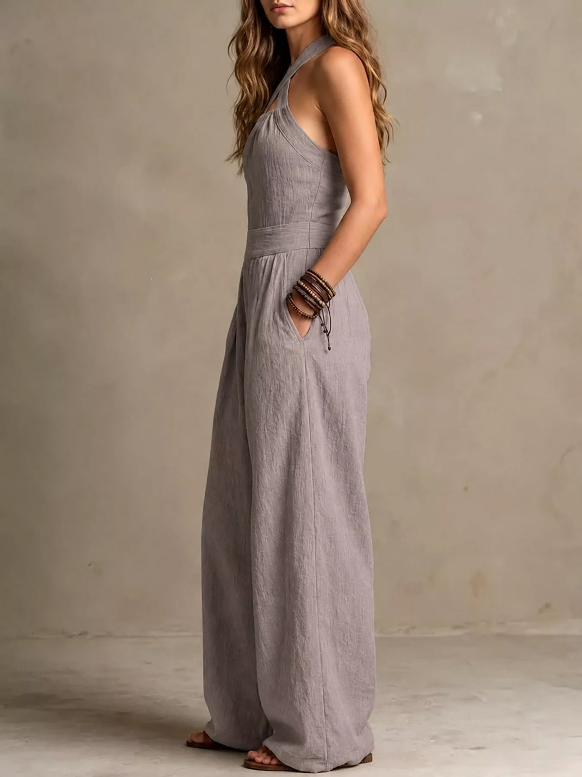 Wide-leg jumpsuit, gray side