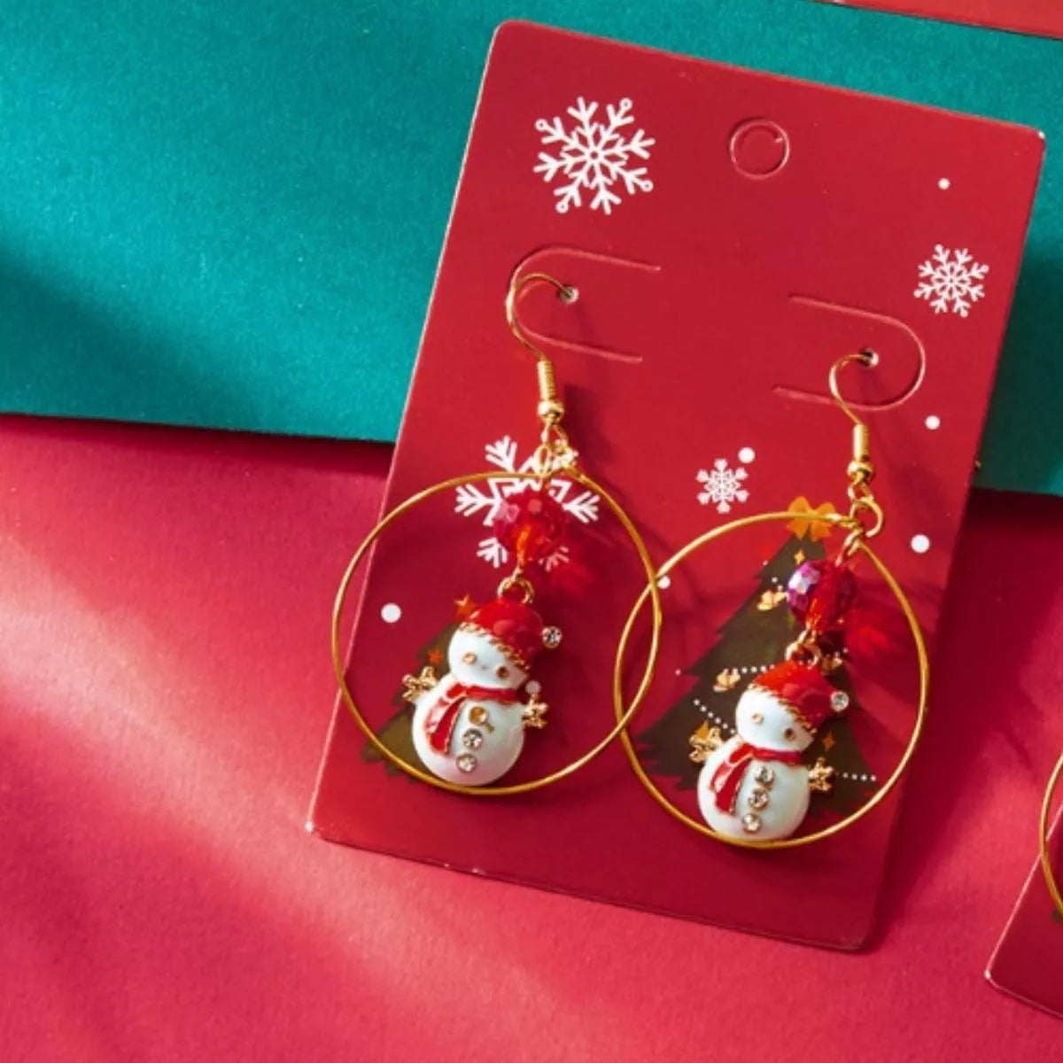 Trendsi 18K Gold-Plated Christmas Snowman Earrings -