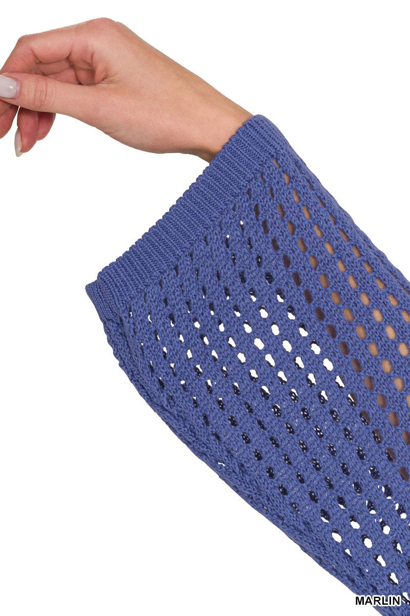 Women's Open-Knit Long Sleeve Acrylic Sweater — product view 4