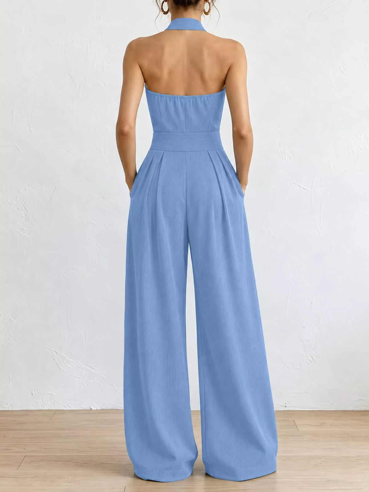 Wide-leg jumpsuit, light blue back