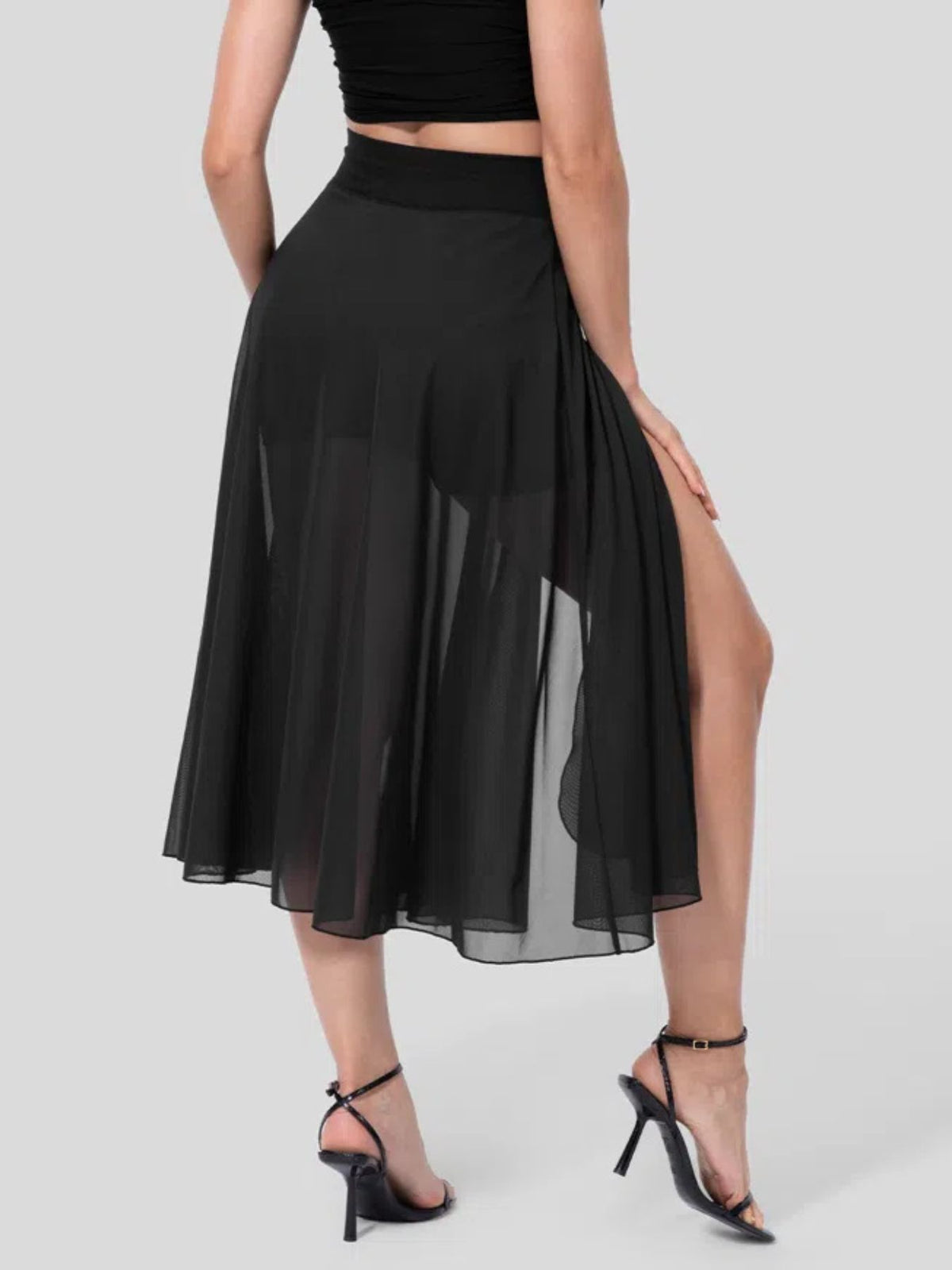 Trendsi Slit Flowy Skirt with Shorts Liner -