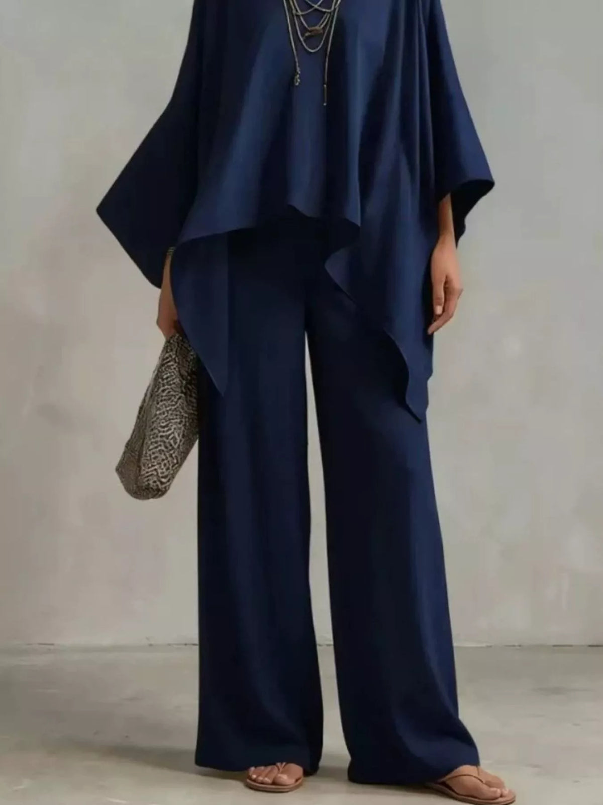 Loose-Fit V-Neck Top and Pants Set