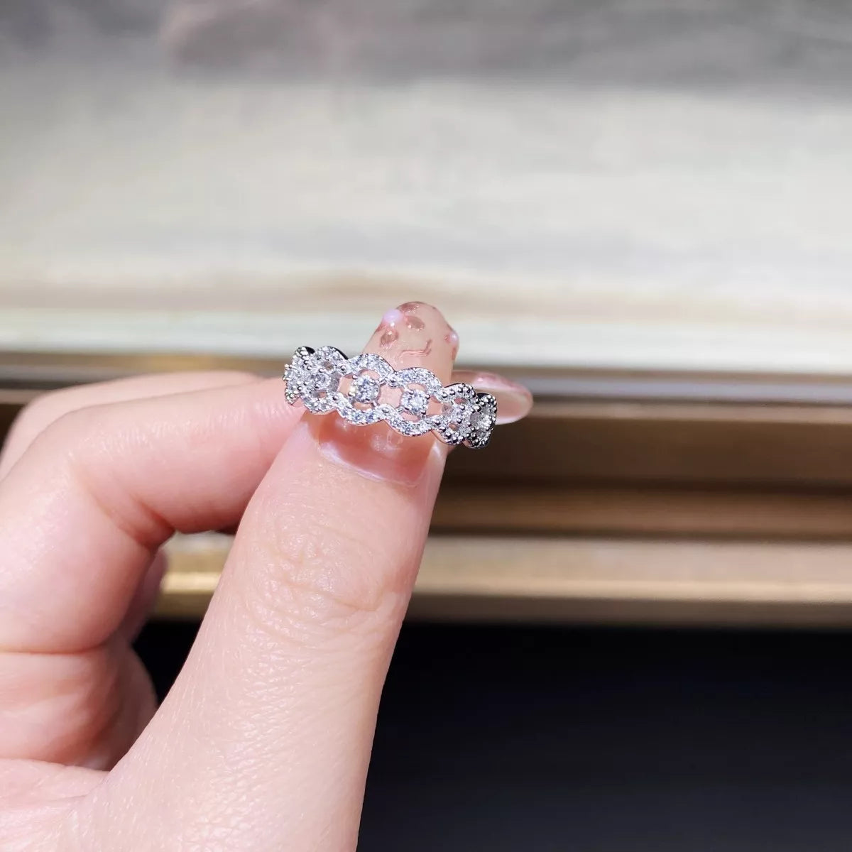 Trendsi 925 Sterling Silver Zircon Band Ring -