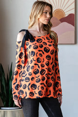 Trendsi Heimish Pumpkin Print One Shoulder T-Shirt - Shirts