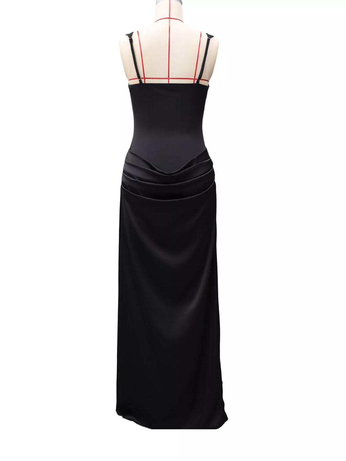 Square neck sleeveless maxi dress, back view