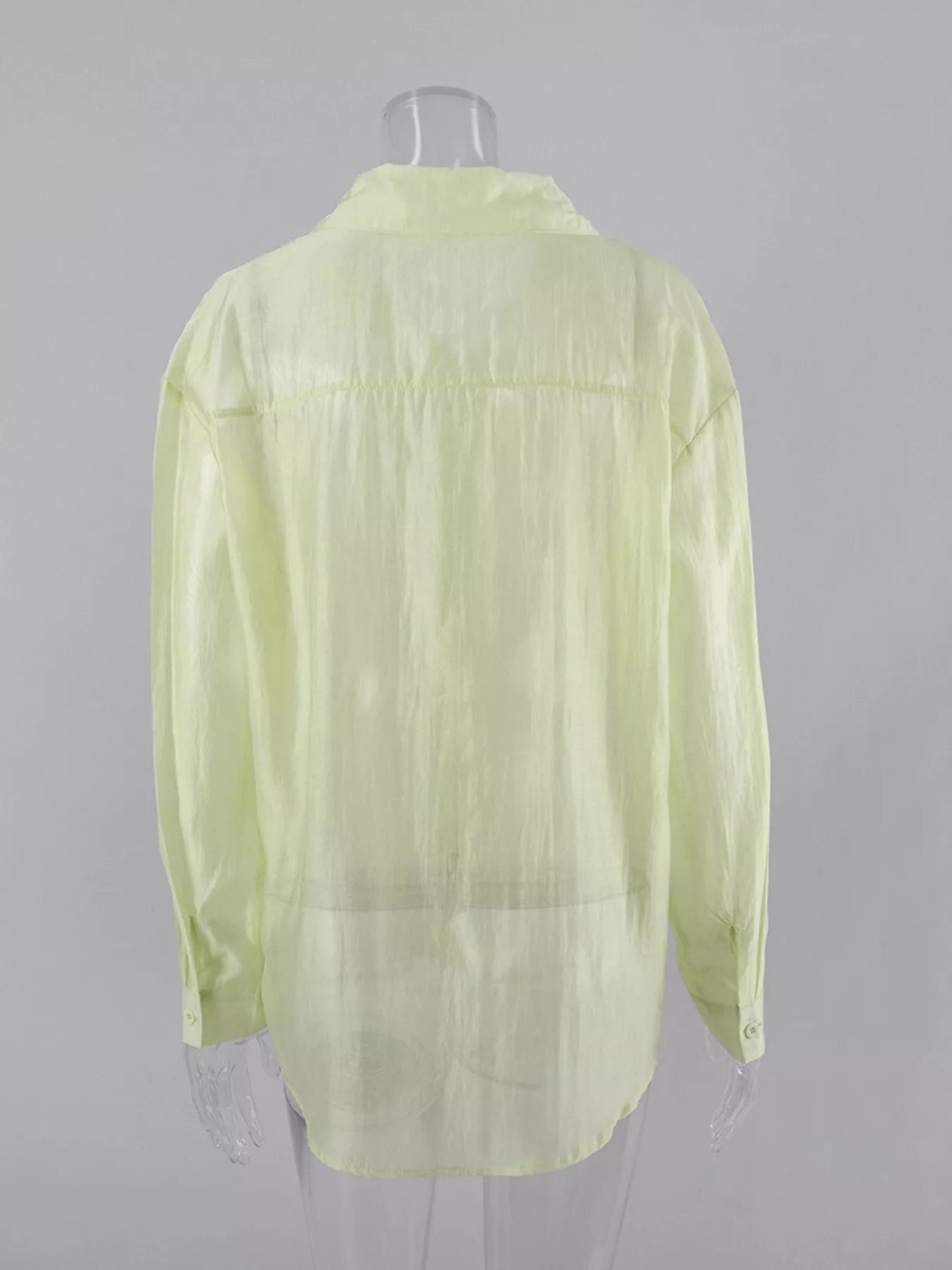 Trendsi Sheer Oversized Button-Up Shirt -