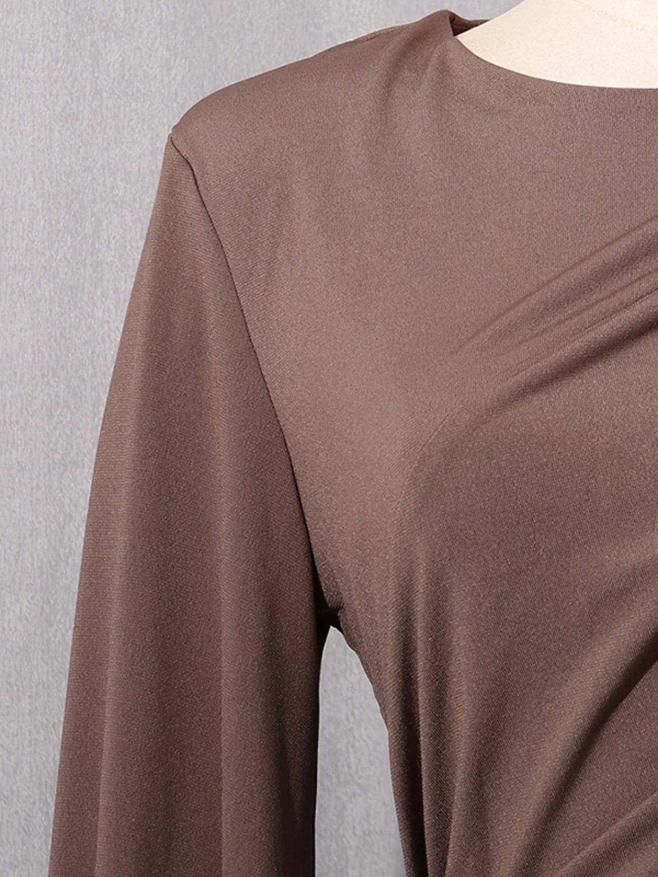 Trendsi Ruched Long-Sleeve Maxi Dress with Cutout Detail -